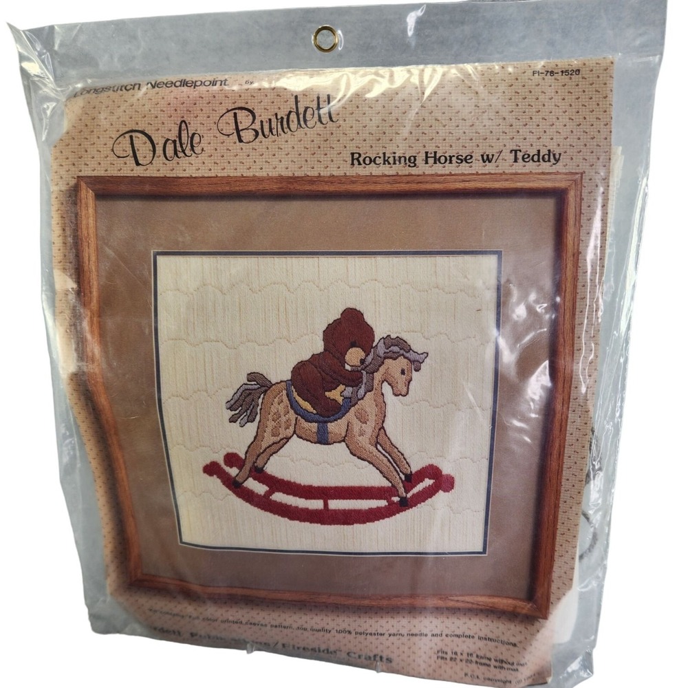 Dale Burdett Teddy On Rocking Horse Longstitch Needlepoint Kit Nursery Decor New